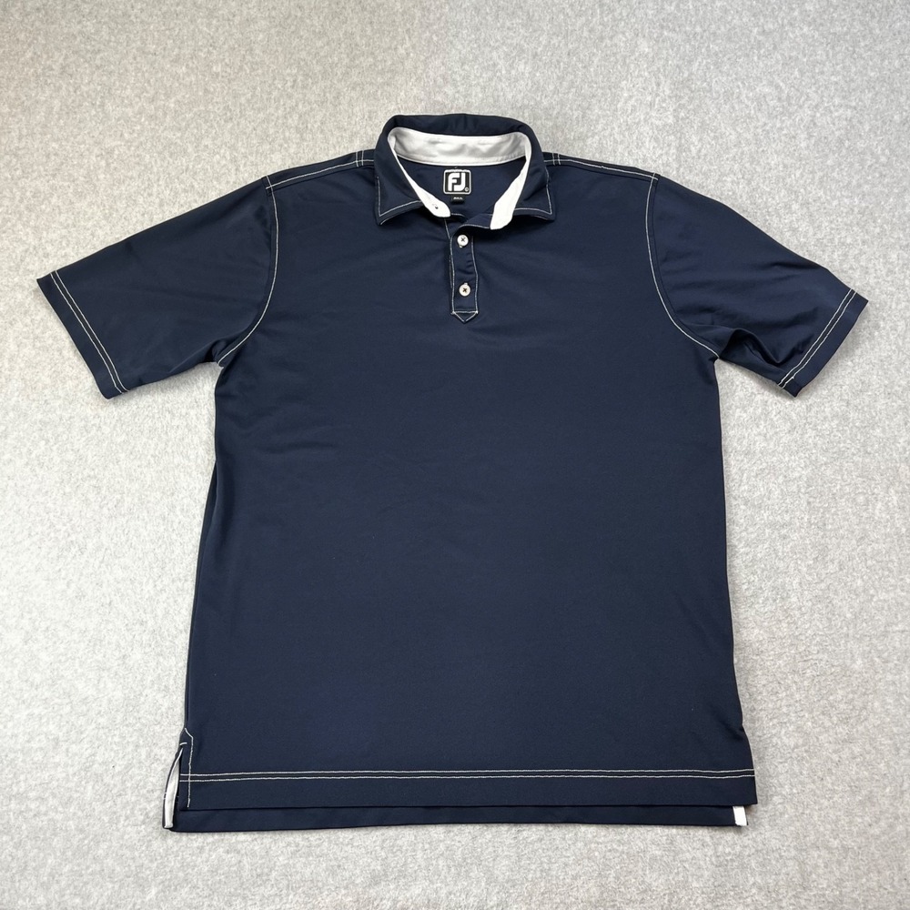 FootJoy Polo Shirt Athletic Fit Mens Large Navy Blue Golf Short Sleeve Classic